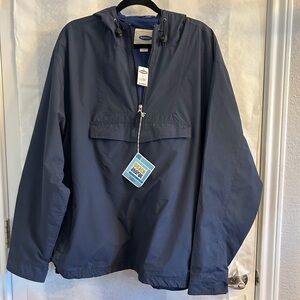 Old Navy Mens Blue Hooded Wind breaker Jacket 1/4‎ zip Anorak NWT  BB10